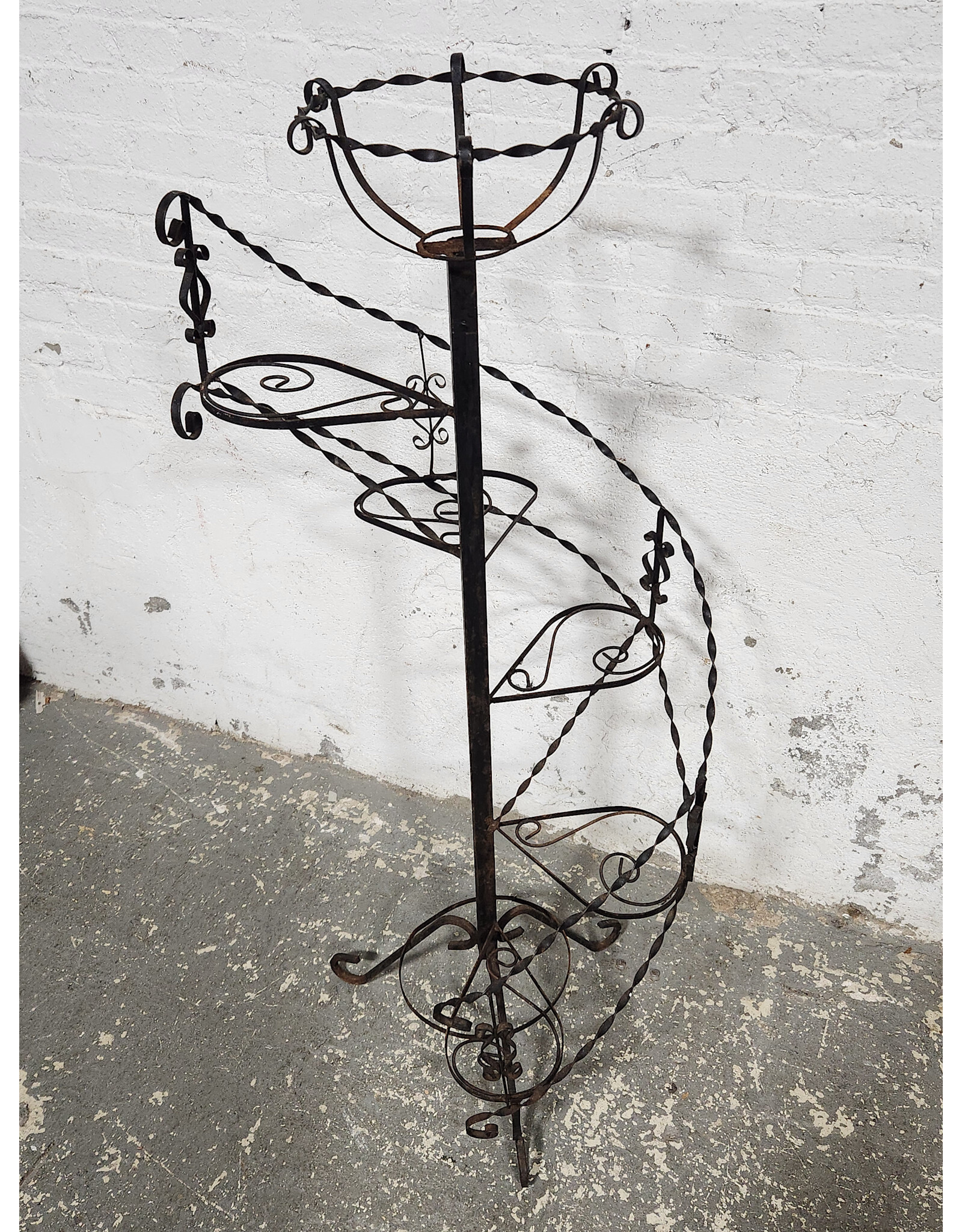 Vintage Wrought Iron Spiral Plant Stand