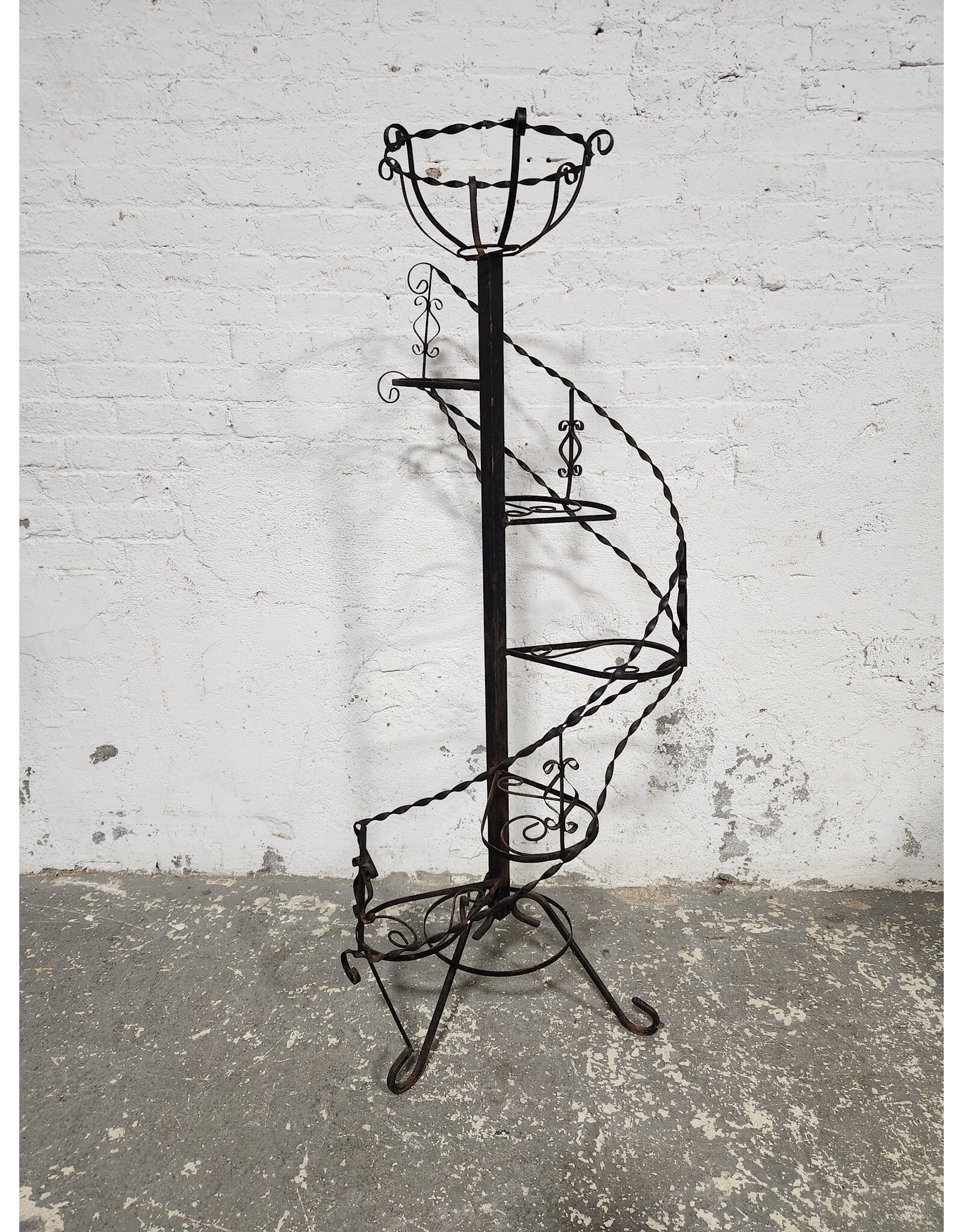 Vintage Wrought Iron Spiral Plant Stand