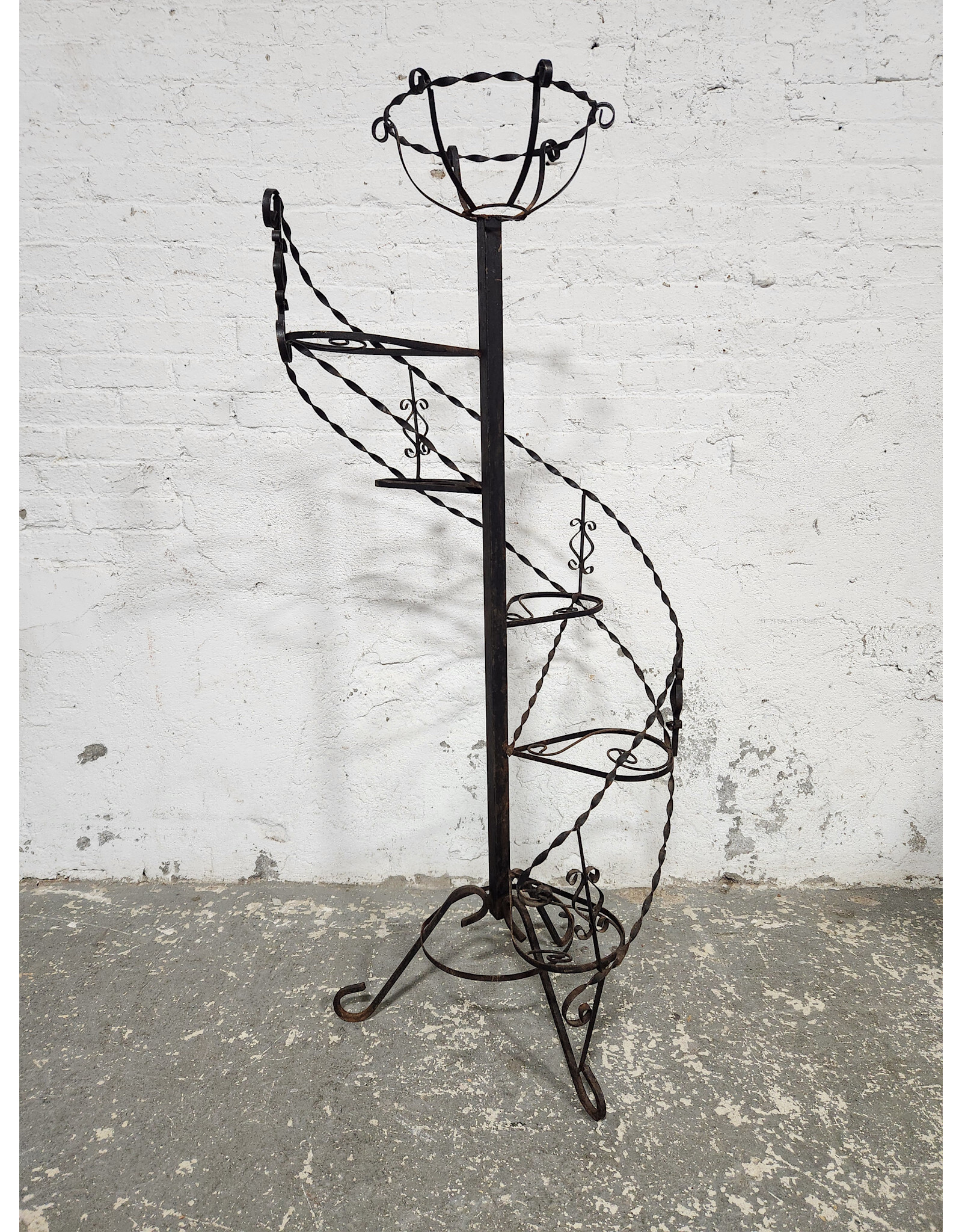 Vintage Wrought Iron Spiral Plant Stand