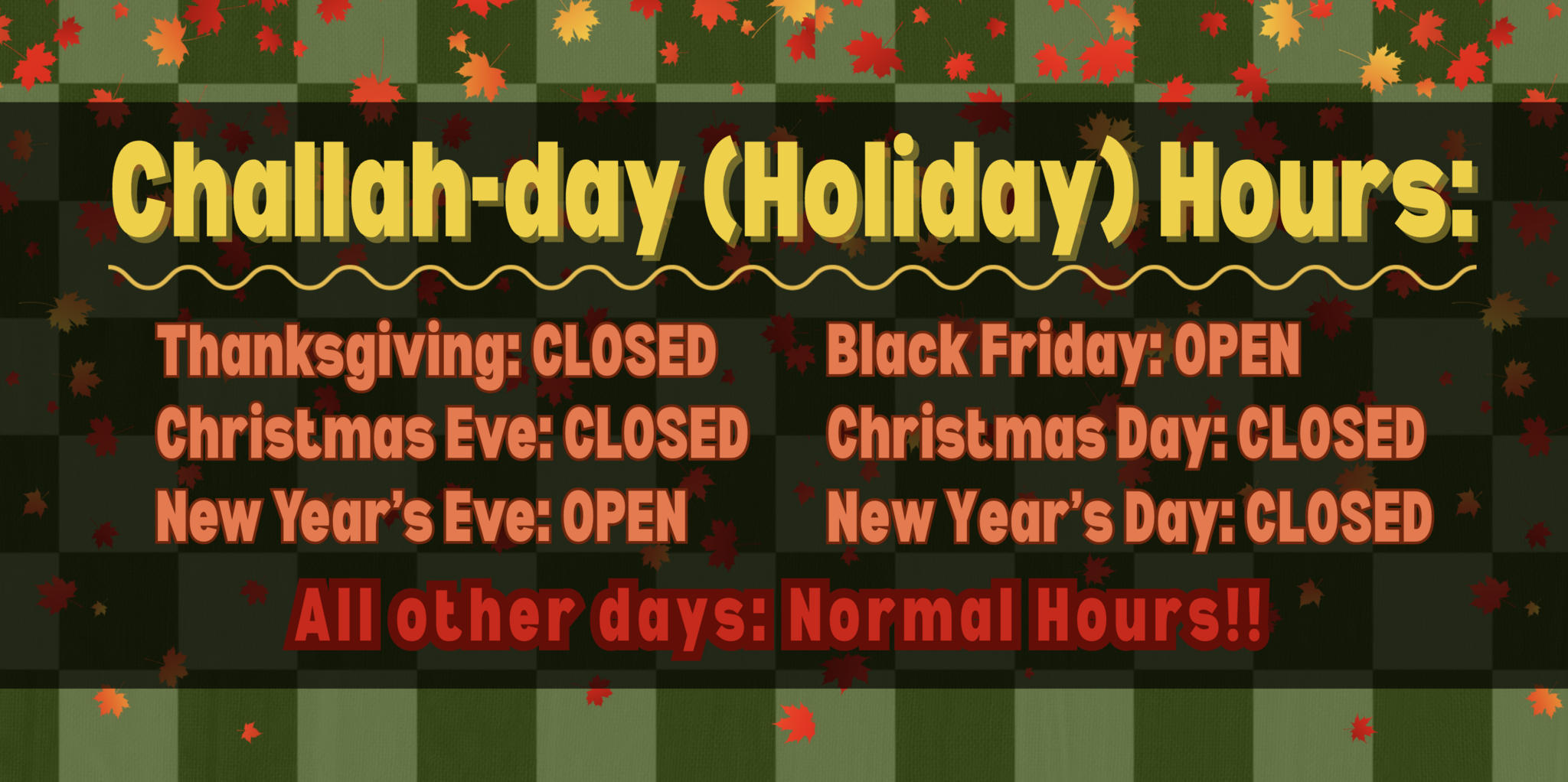 Holiday Hours