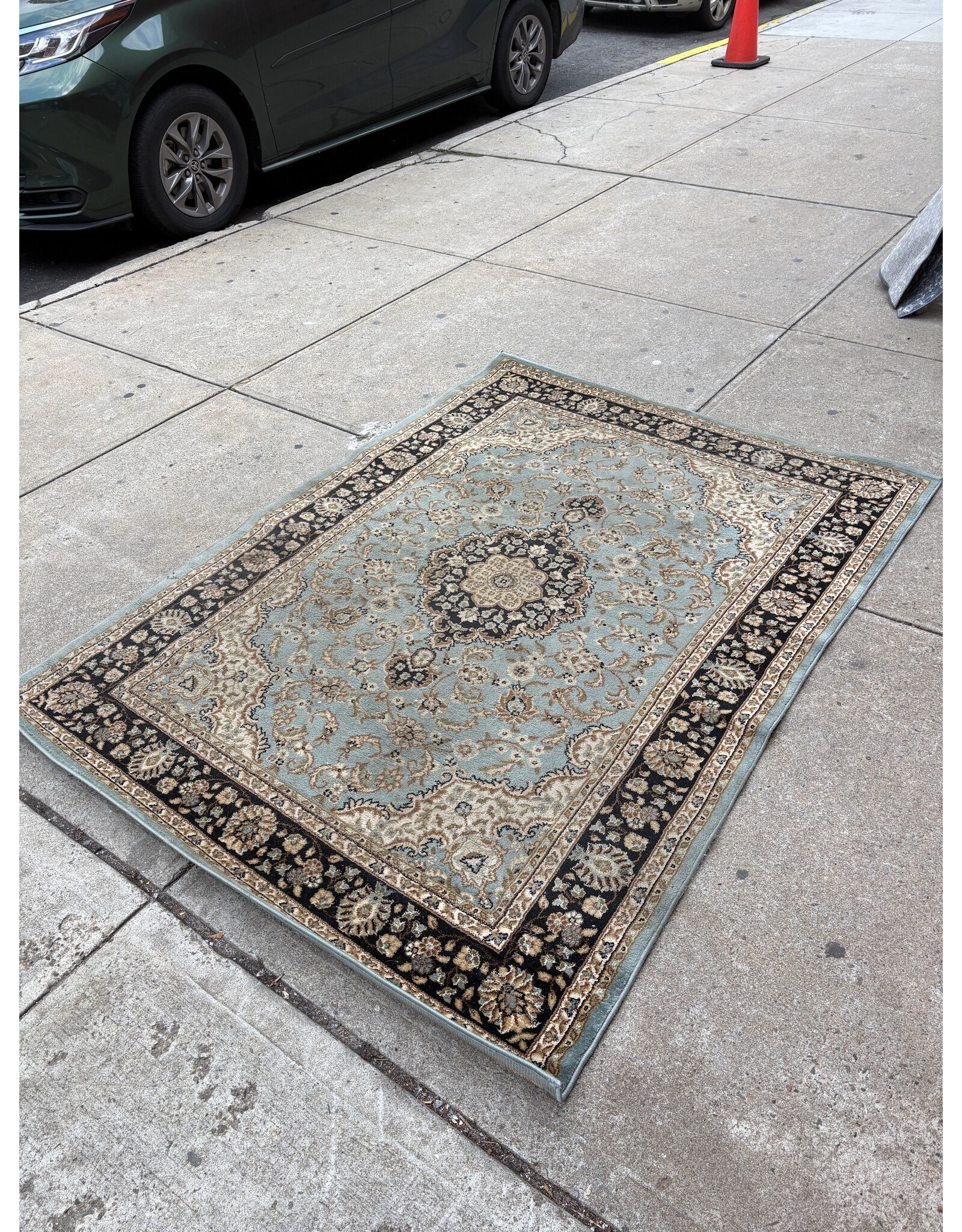 Barclay Medallion Kashan Light Blue Area Rug