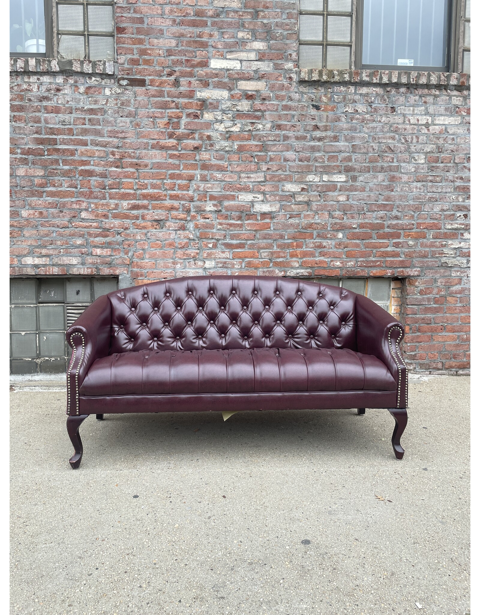 Queen Ann Style Poly Traditional Dark Cherry 3 Seater