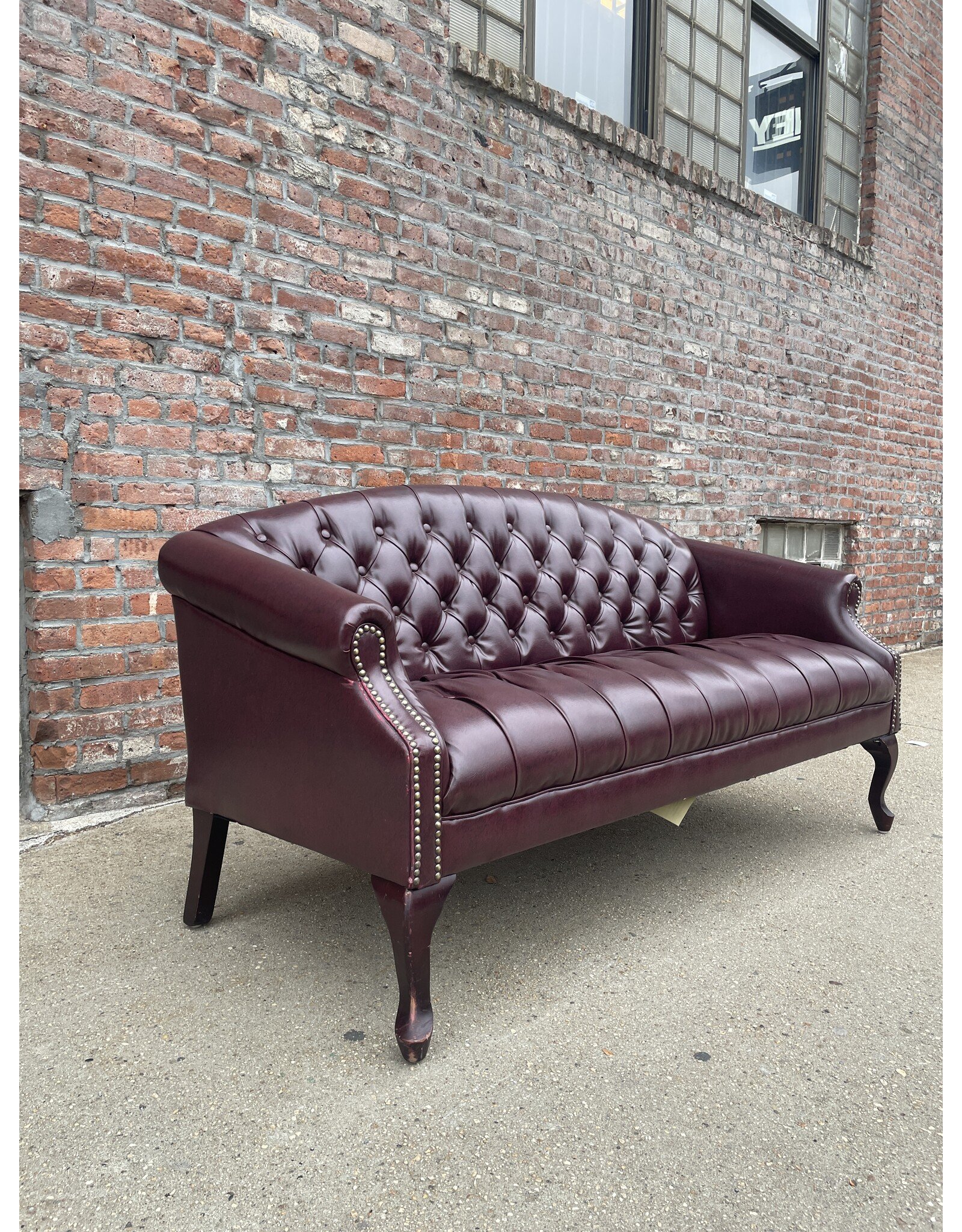 Queen Ann Style Poly Traditional Dark Cherry 3 Seater