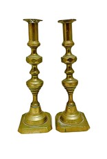 Pair of Vintage Push-up Brass Candlesticks