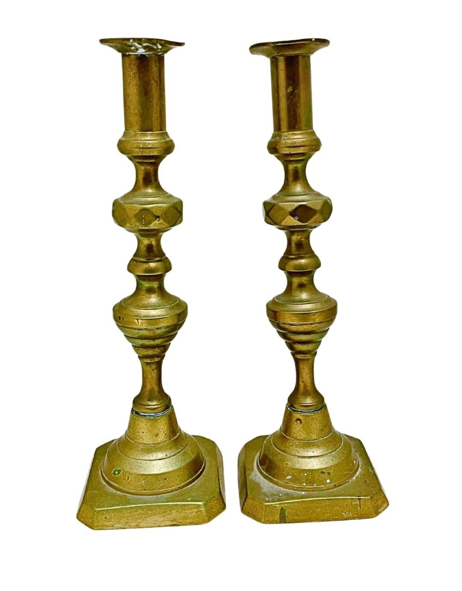 Pair of Vintage Push-up Brass Candlesticks