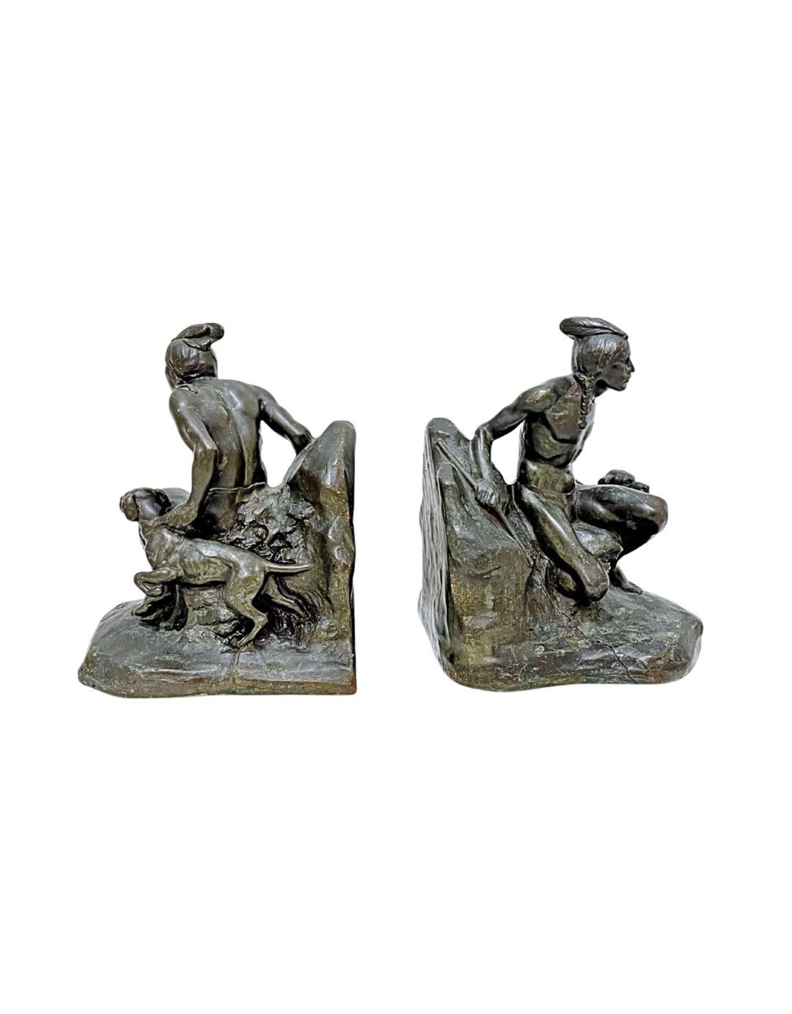 Pair Bronze Figural Bookends