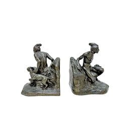 Pair Bronze Figural Bookends