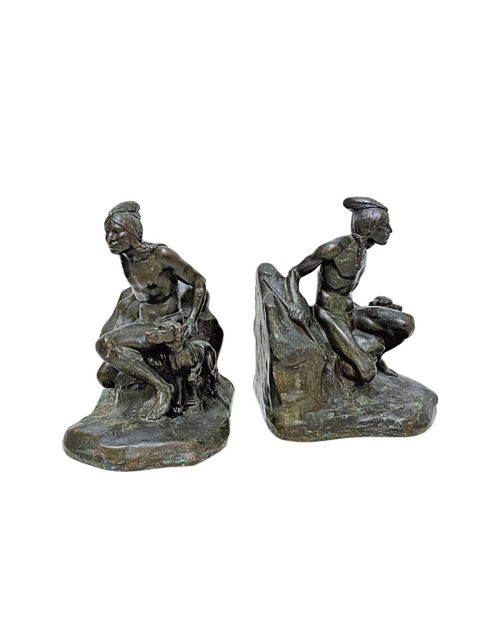 Pair Bronze Figural Bookends