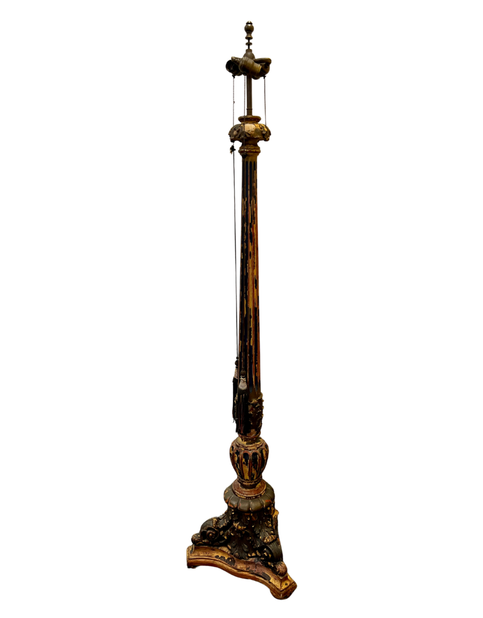 Art Deco / Spanish Revival Polychromed Carved Floor Lamp