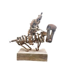 Brutalist Found Object Sculpture of Don Quixote on Stand