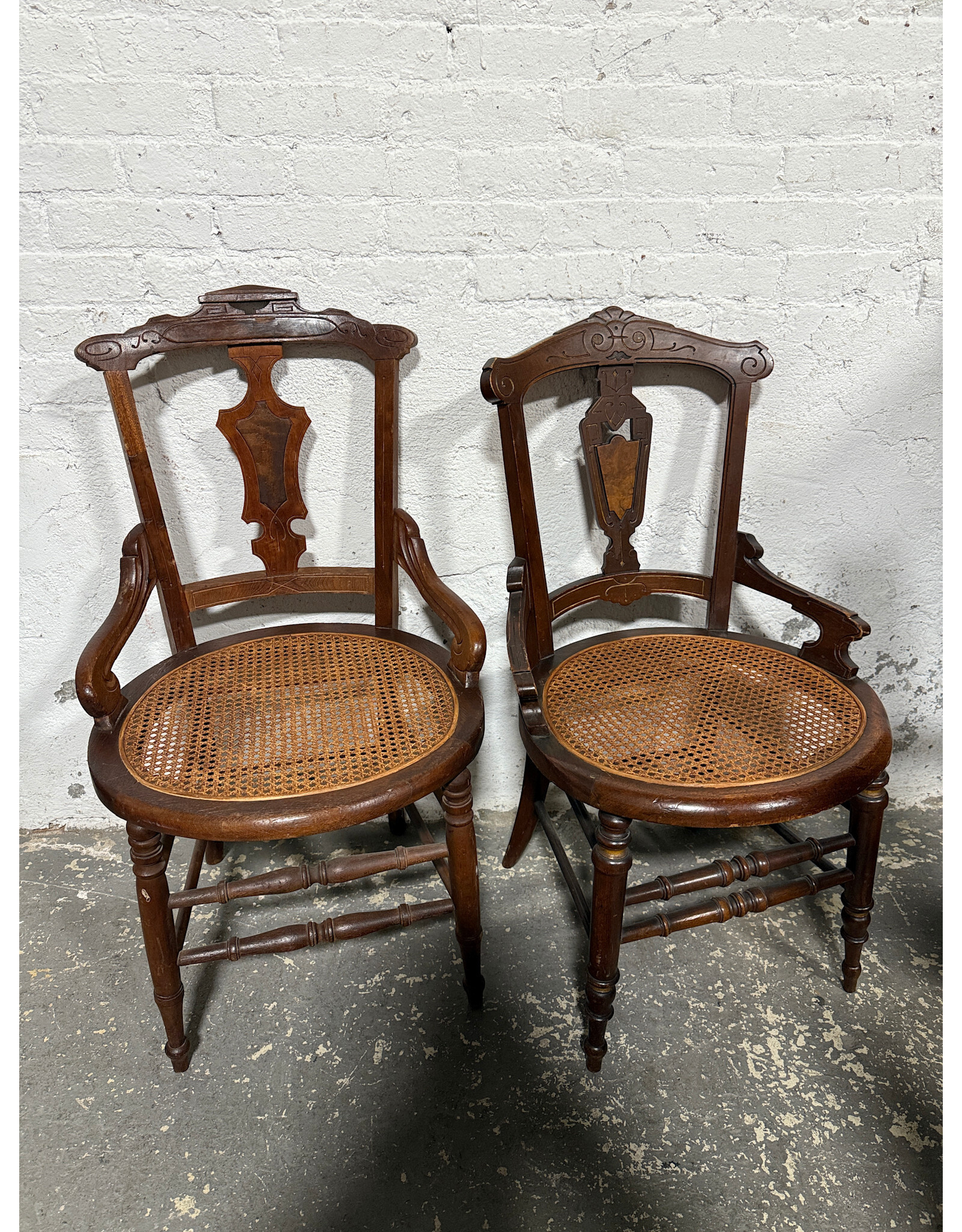 Victorian Style Walnut Cane Seating Dining Chair
