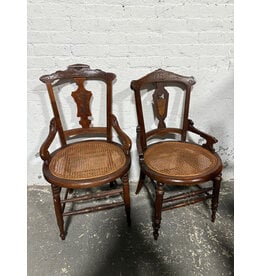 Victorian Style Walnut Cane Seating Dining Chair