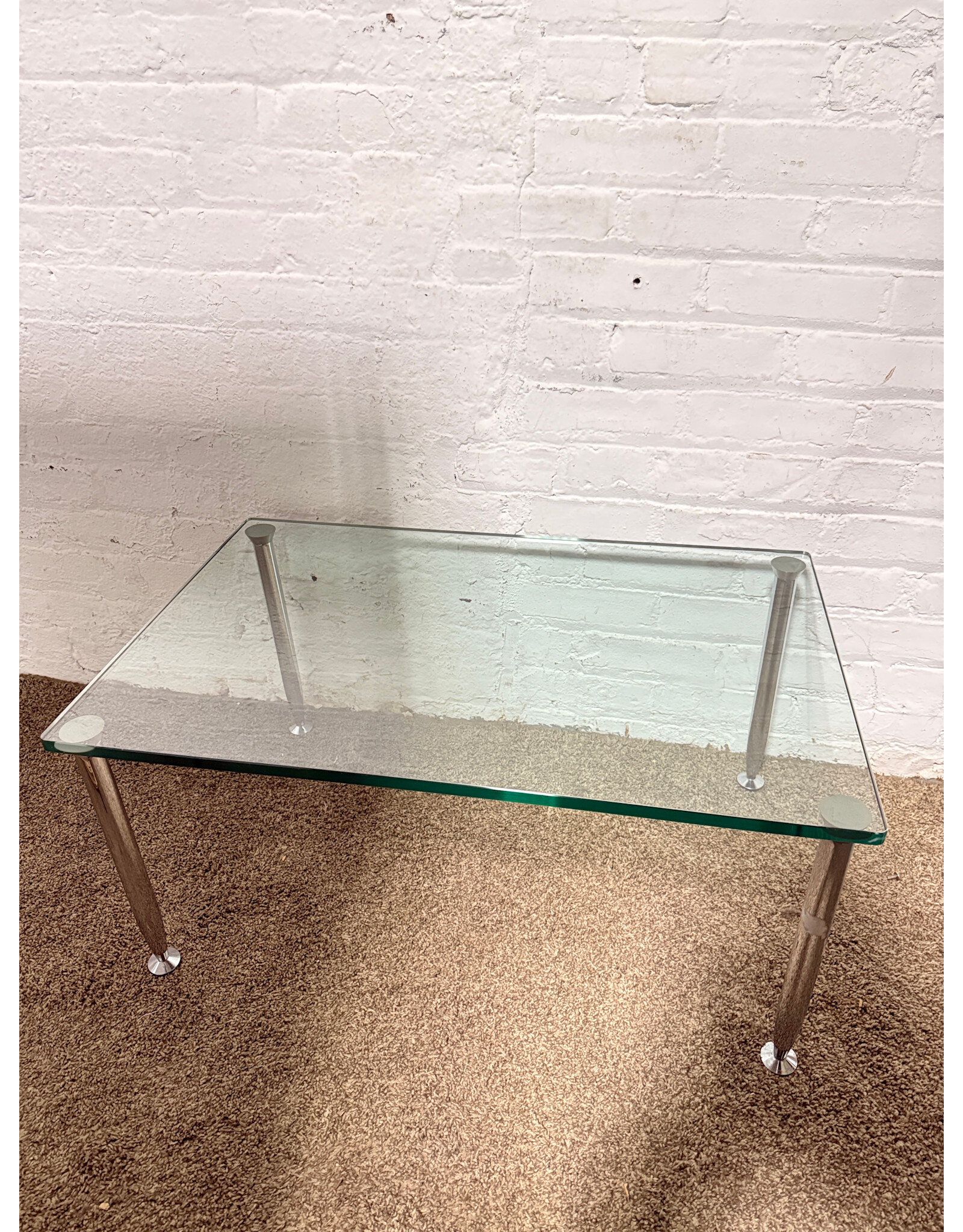 Modern Glass&Chrome Rectangular Coffee Table