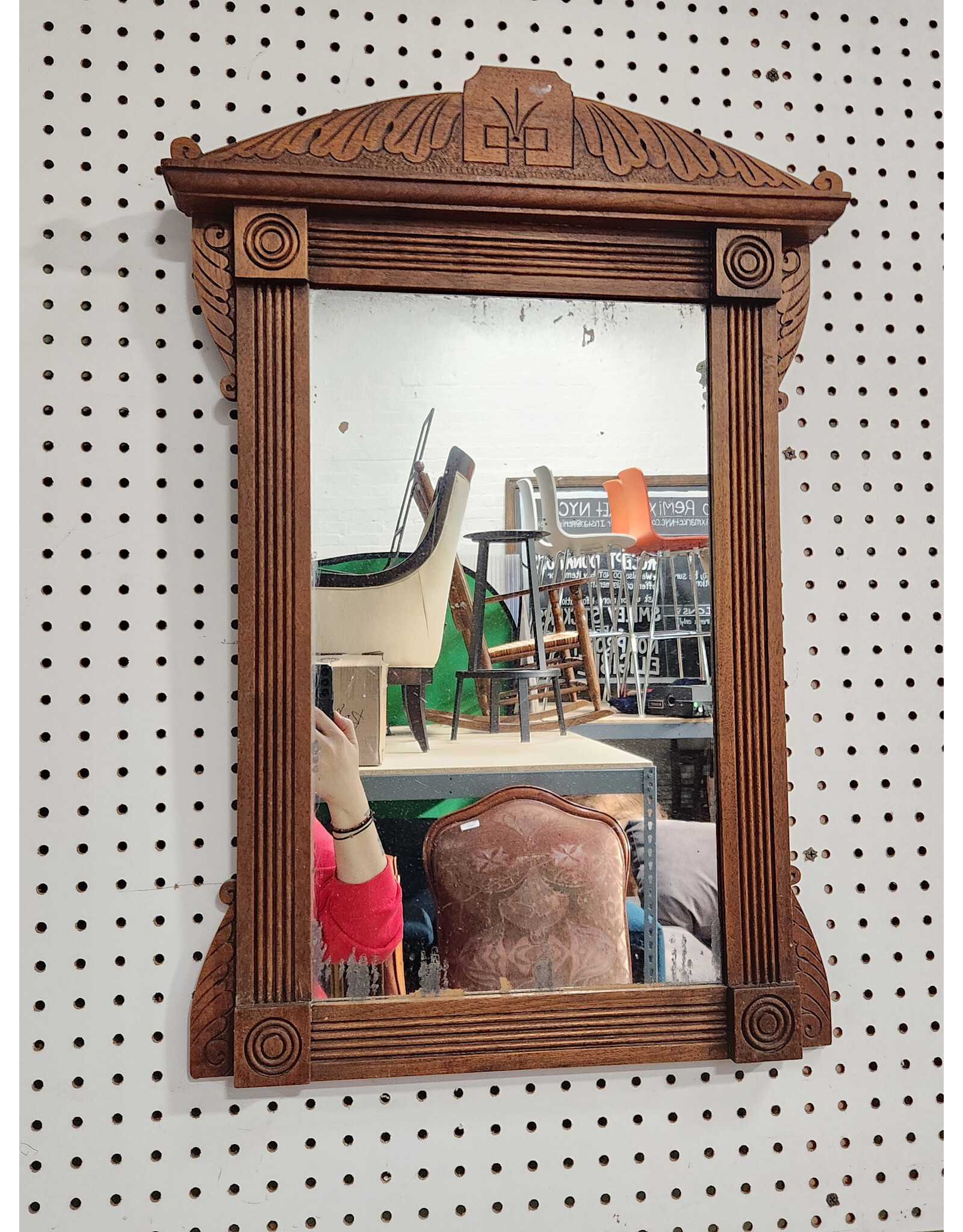 Victorian Carved Wooden Hanging Mirror