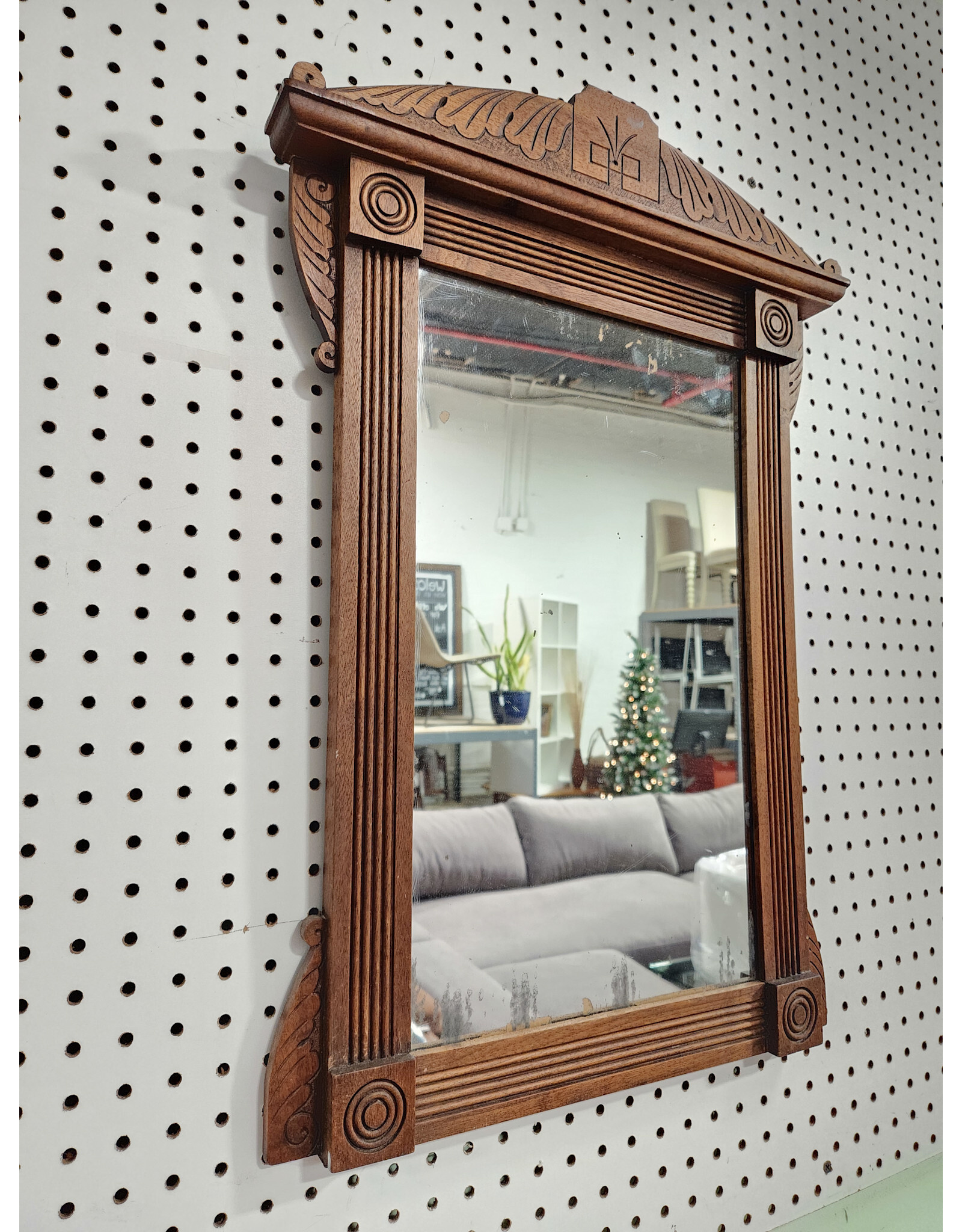 Victorian Carved Wooden Hanging Mirror