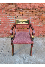Red Hand Painted Regency Style Accent Chair