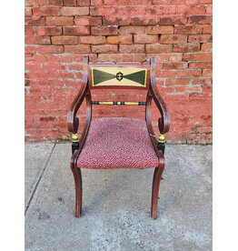 Red Hand Painted Regency Style Accent Chair