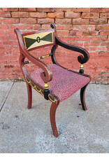 Red Hand Painted Regency Style Accent Chair