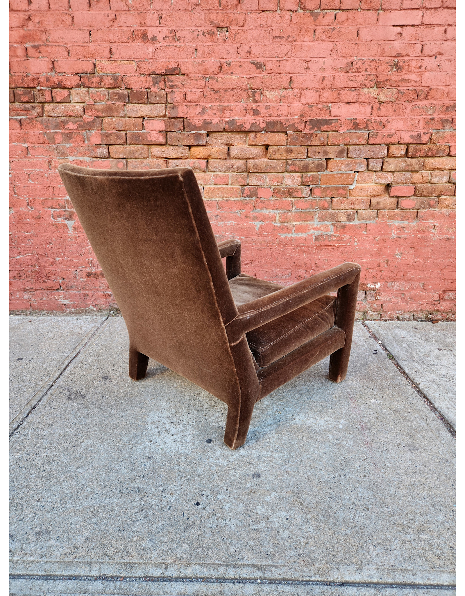 MCM Parsons Style Brown Mohair Upholstered Lounge Chair