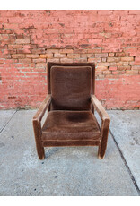 MCM Parsons Style Brown Mohair Upholstered Lounge Chair