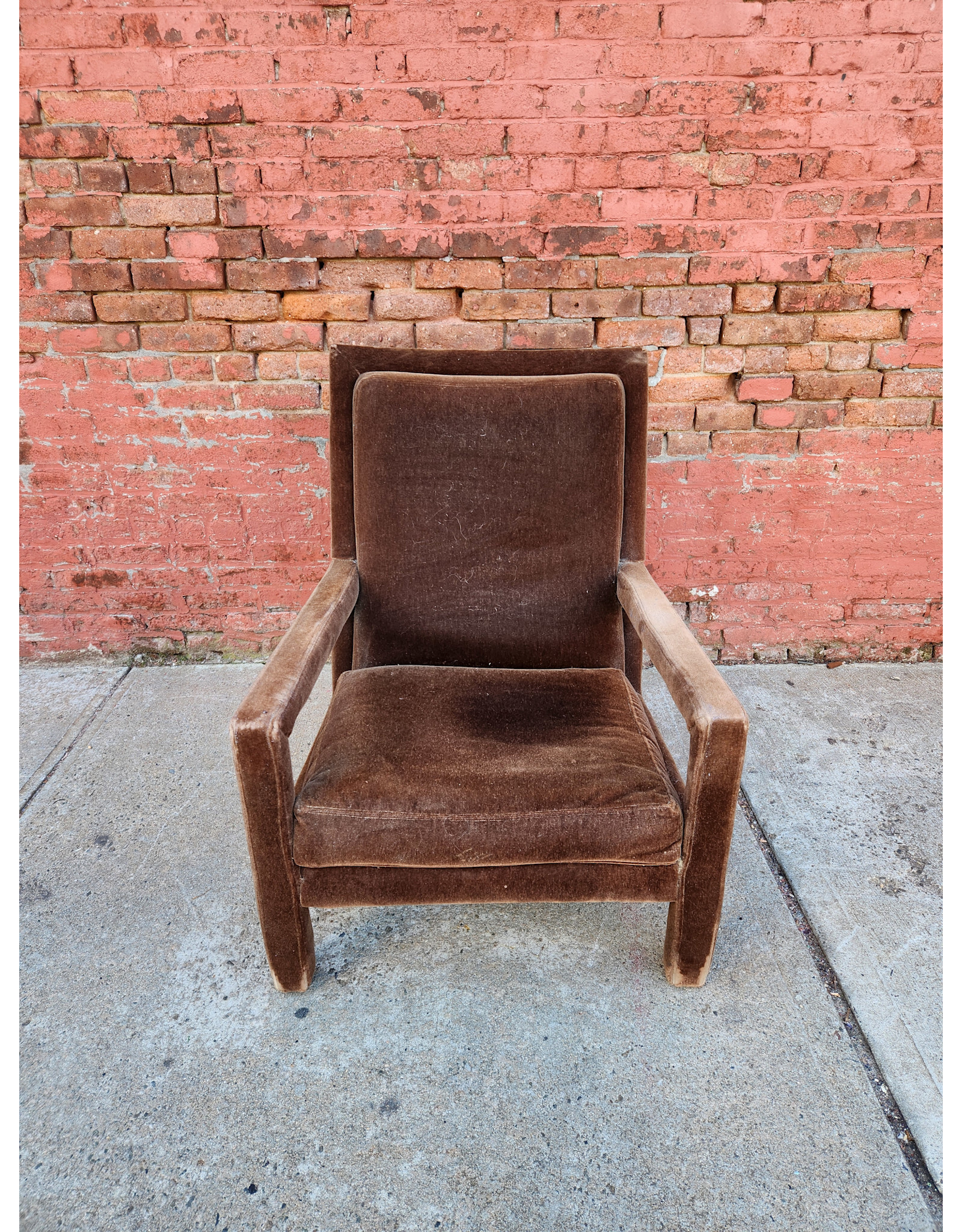 MCM Parsons Style Brown Mohair Upholstered Lounge Chair