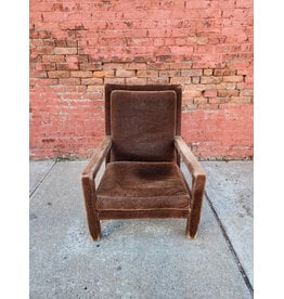 MCM Parsons Style Brown Mohair Upholstered Lounge Chair
