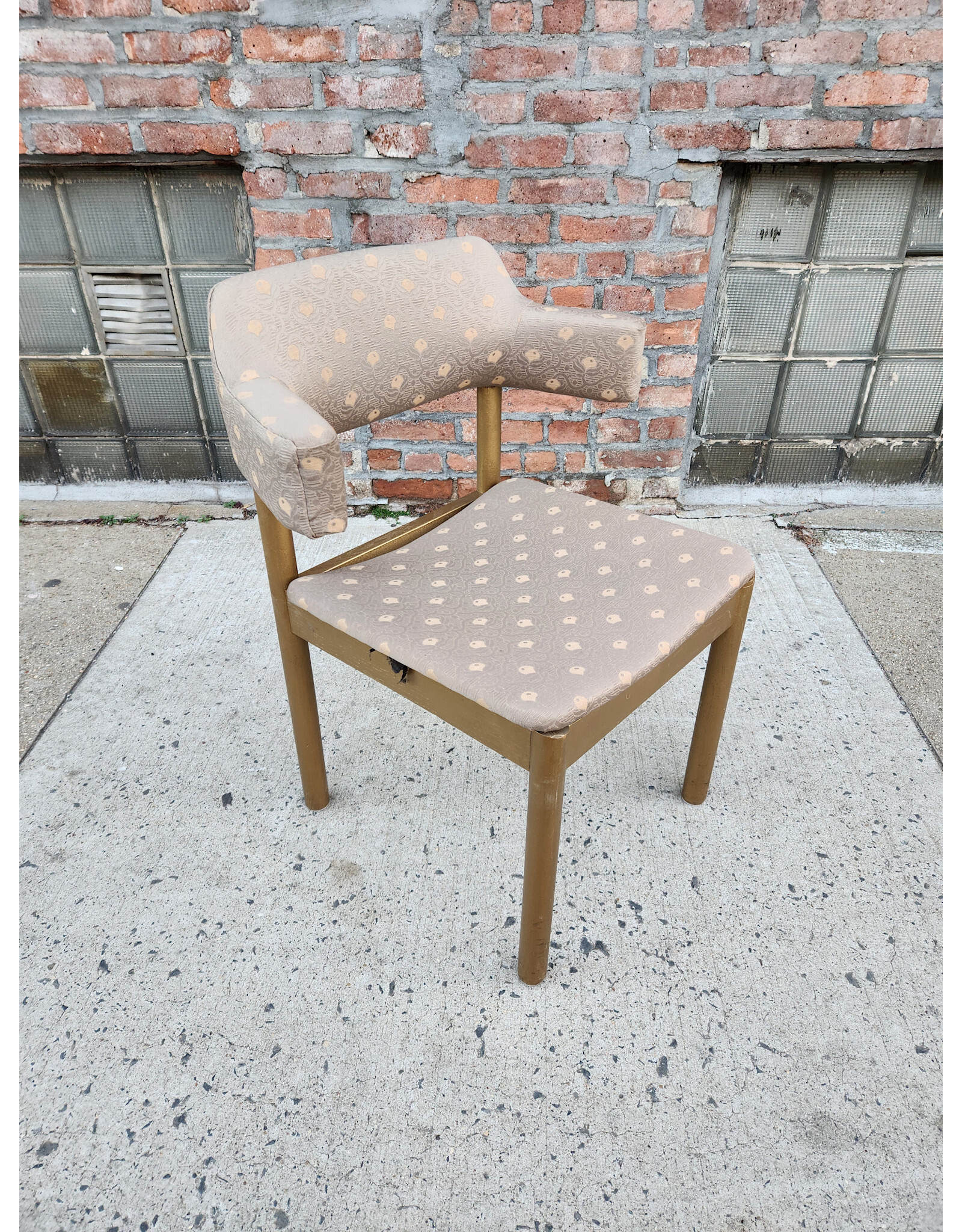 MCM Gold Painted Base Upholstered Side Chair