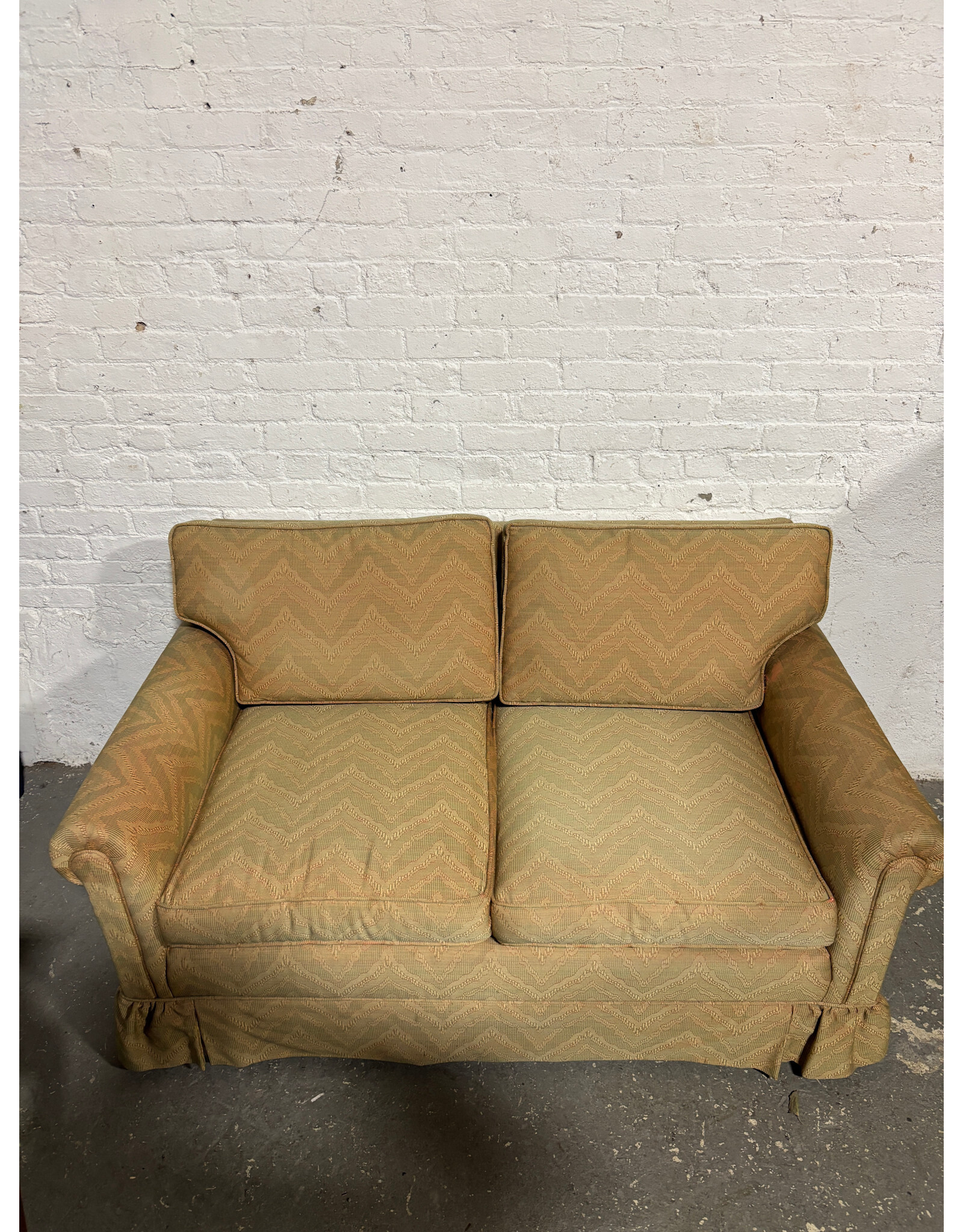 Golden Patterned Fabric Loveseat