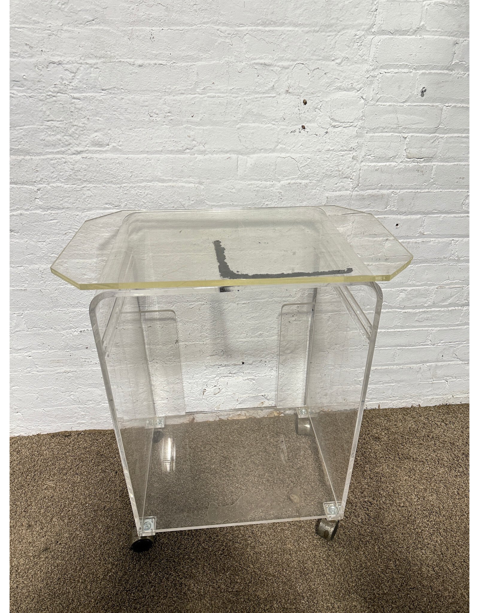 Bent Lucite Rolling Multi-Purpose Cart