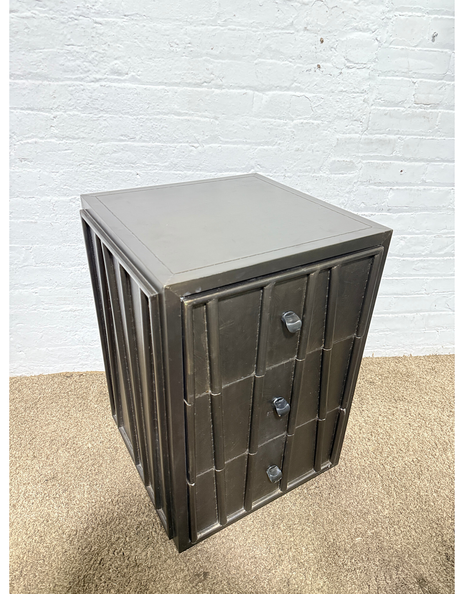 Lorenz Nightstand by Made Goods in Patterned Zinc Metal