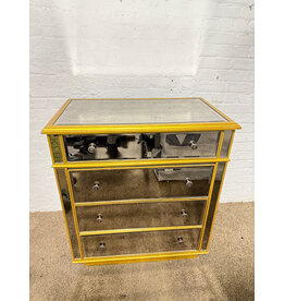 Canterbury Style Painted Mirrored 4-Drawer Chest of Drawer