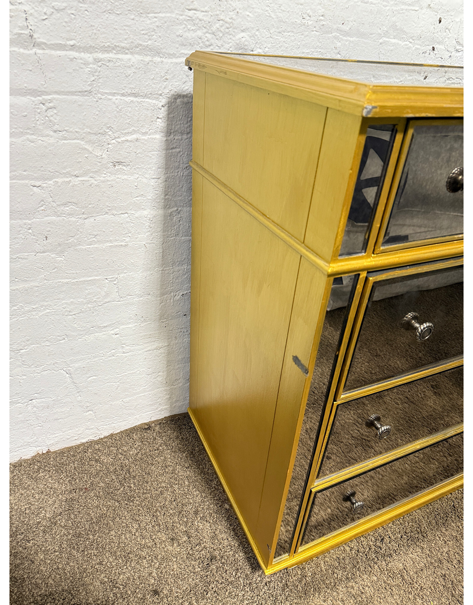 Canterbury Style Painted Mirrored 4-Drawer Chest of Drawer