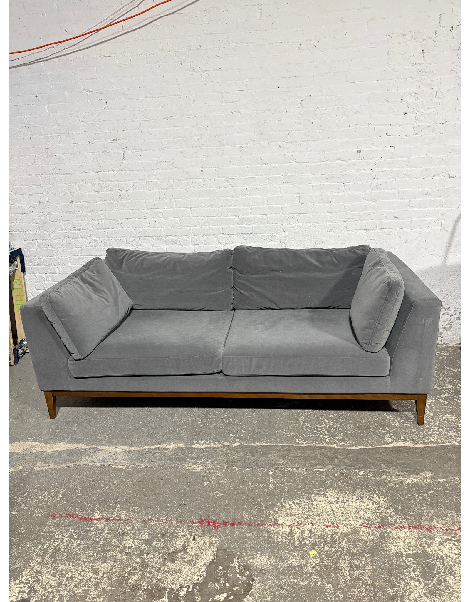Mid-Century Modern Charcoal Grey Sofa