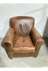 Crate&Barrel Brown Leather Eiffel Lounge Chair