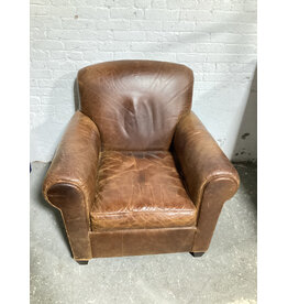 Crate&Barrel Brown Leather Eiffel Lounge Chair