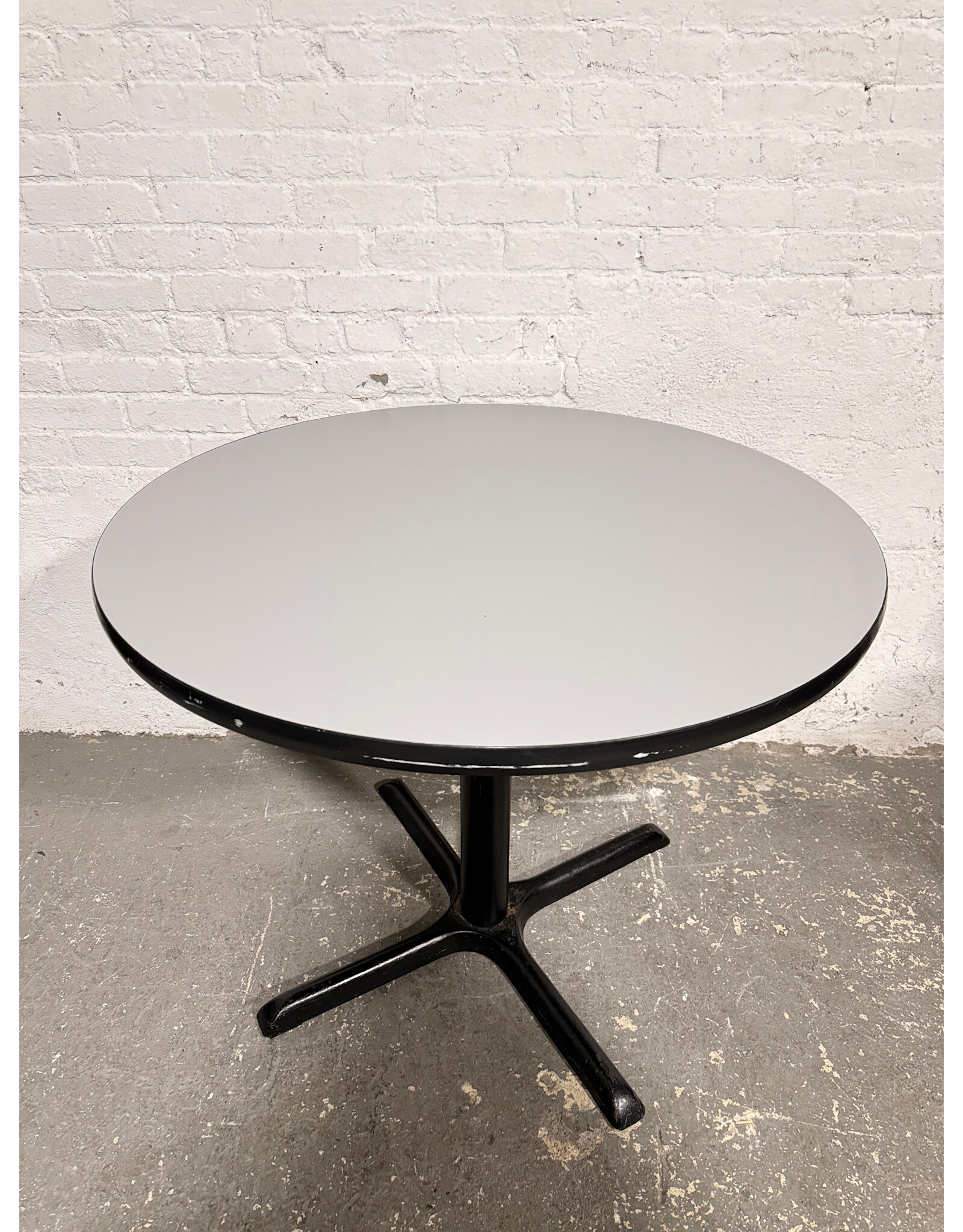 Round Metal Base, Wood Top Bistro Table