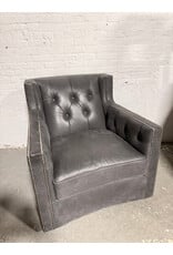 Bernhardt Bernhardt Tufted Swivel Grey Lounge Chair with Nail Head Trim