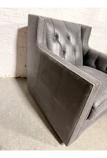 Bernhardt Bernhardt Tufted Swivel Grey Lounge Chair with Nail Head Trim