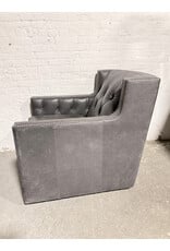 Bernhardt Bernhardt Tufted Swivel Grey Lounge Chair with Nail Head Trim