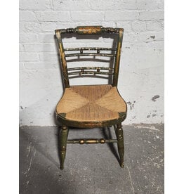 Antique Hitchcock Style Rush Seat Painted Chair