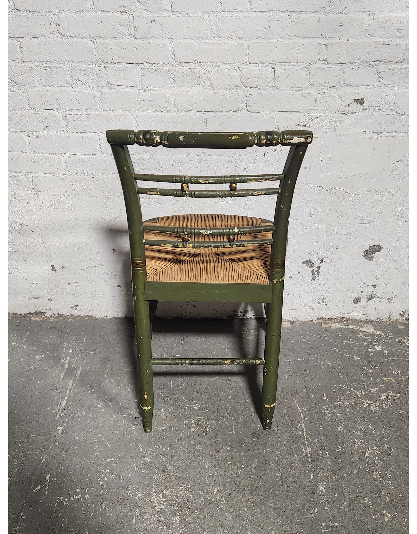 Antique Hitchcock Style Rush Seat Painted Chair