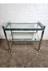 MCM Low Chrome and Glass Rolling Cart
