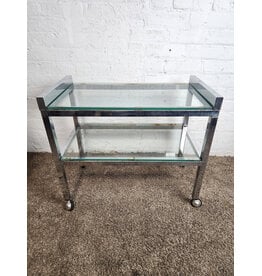 MCM Low Chrome and Glass Rolling Cart