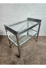 MCM Low Chrome and Glass Rolling Cart