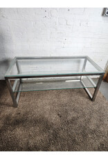 Vintage IKEA Rectangular Chrome and Glass 2-tier Coffee Table