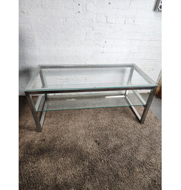 Vintage IKEA Rectangular Chrome and Glass 2-tier Coffee Table