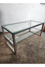 Vintage IKEA Rectangular Chrome and Glass 2-tier Coffee Table