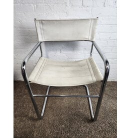 MCM White Leather Cantilever Armchair