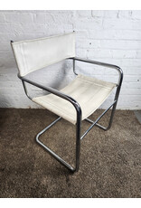 MCM White Leather Cantilever Armchair