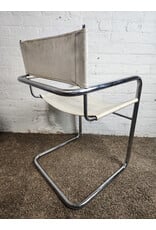 MCM White Leather Cantilever Armchair